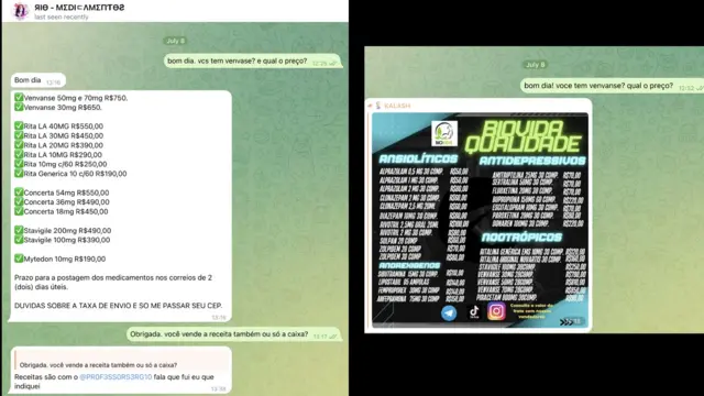 conversacassino paga no pixchat do telegram que mostra vendedores ofertando remédios controlados