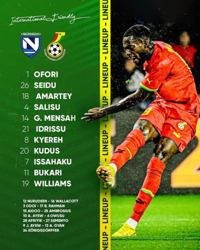 Ghana line up against Nicaragua