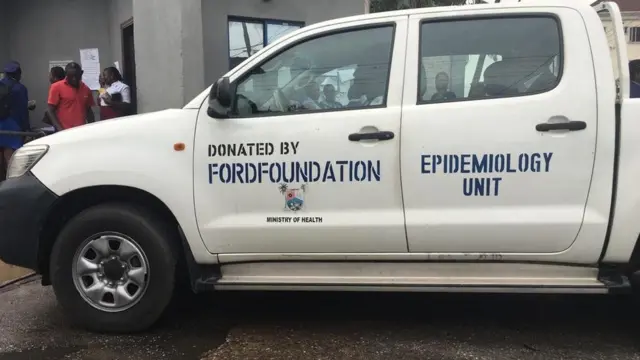 Lagos state Ministry of health officials car.