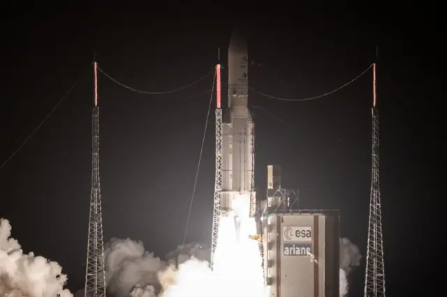 Lanzamiento del cohete ariane de al Agencia Espacial Europea el 19 de octubre de 2018