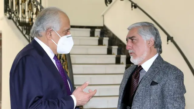 افغان امن کونسل کے سربراہ ڈاکٹر عبداللہ عبداللہ اور افغانستان کے لیے امریکہ کے خصوصی ایلچی زلمے خلیلزاد