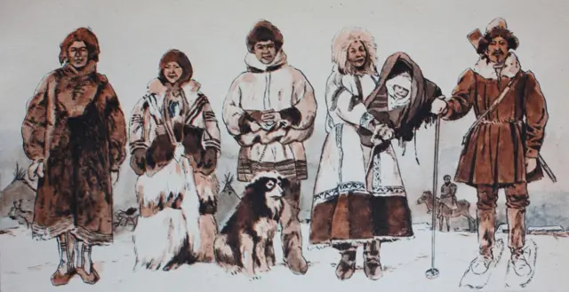 Dibujo de un grupo de esquimales