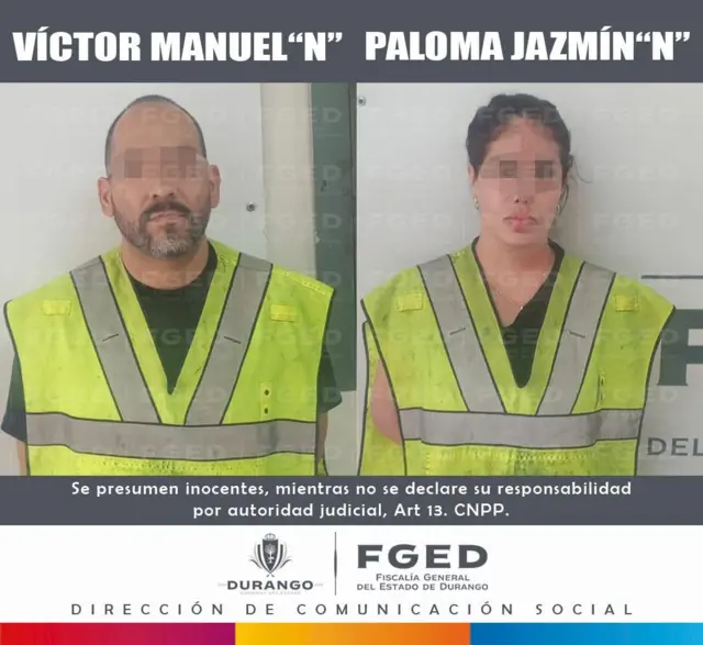 Una ficha de captura que muestra a Víctor Manuel "N" y Paloma Jazmín "N"