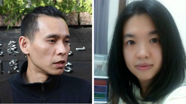 张加颖（右）的姐夫曾宏国（左）表示，“张加颖非常热心偏乡教育事业以她为荣”。