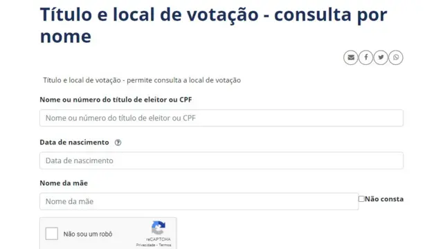 Reprodução do site do TSE