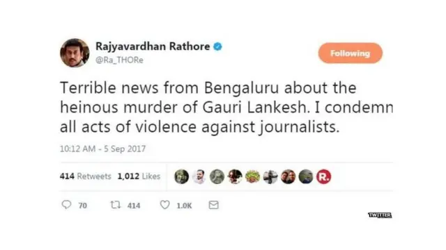 Rajyavardhan Rathore Twitter