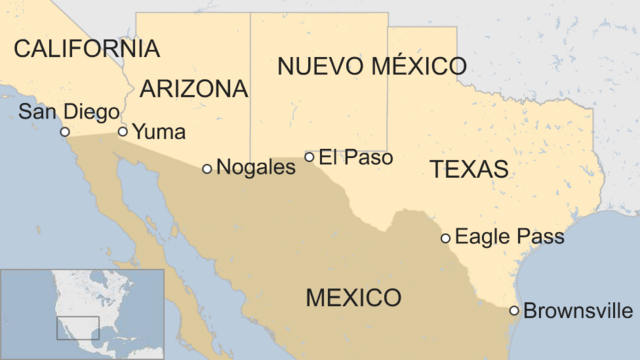 Mapa de los estados fronterizos