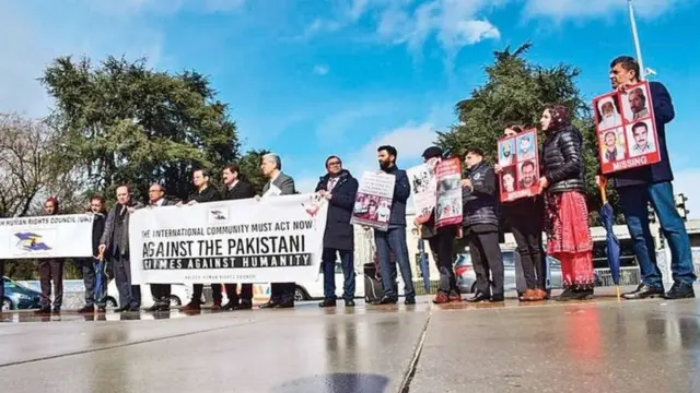 જિનિવામાં યુએનએચઆરસી બહાર ગત વર્ષે થયેલા પાકિસ્તાન વિરોધી પ્રદર્શન