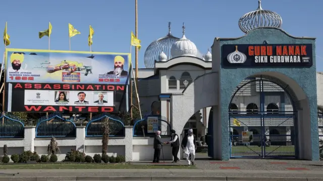 A banner accusing Indian officials behind the murder of Nijjar