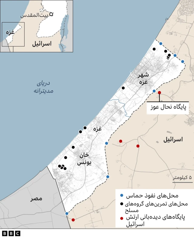 نقشه باریکه غزه