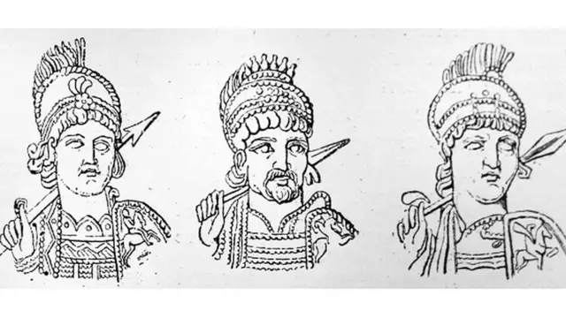 مشرقی سلطنت رم کے تین شہشناہ: انستاسیس (430-518)، جسٹن اول (450-527)، جسٹینین (483-565)