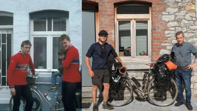 Anak yang digendong Phil (foto kiri) 40 tahun lalu, kini sudah dewasa. Dia kemudian berfoto bersama Jamie.