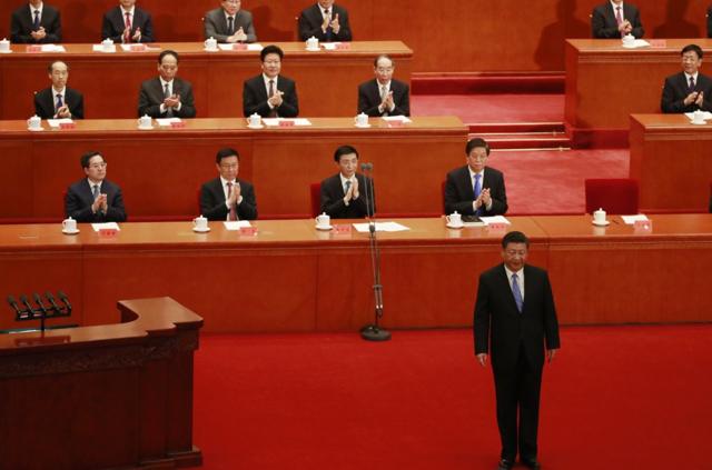 Chinese President Xi Jinping (R, bottom) stands to deliver his speech during an anniversary event celebrating he 200th year of the birth of Karl Marx at the Great Hall of the People (GHOP) in Beijing, China, 04 May 2018. The date 04 May 2018 marks the 200th anniversary year of the birth of the German philosopher Karl Marx, who co-wrote and published the pamphlet "The Communist Manifesto" and wrote the materialist philosophical text "Das Kapital". EPA/HOW HWEE YOUNG