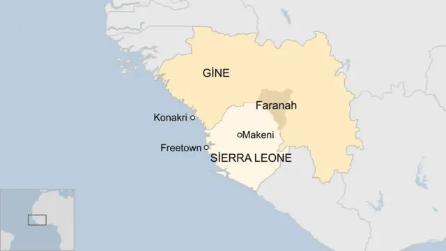 Gine ve Sierra Leone'nin haritası