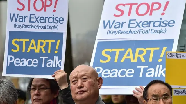 한미 합동군사훈련 반대 시위