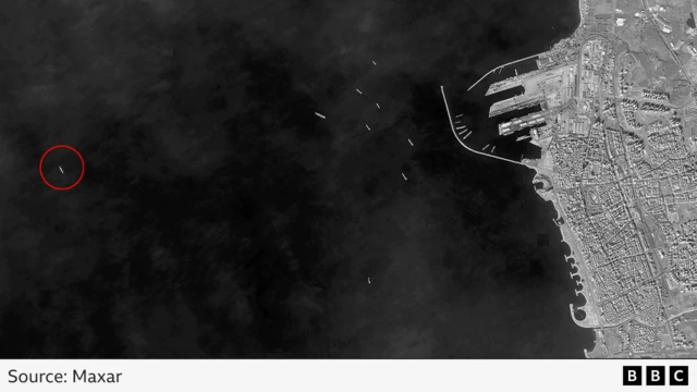 Une carte montrant l'emplacement de l'un des navires russes. 