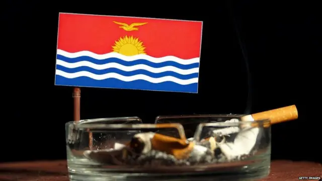 Kiribati flag on ashtray