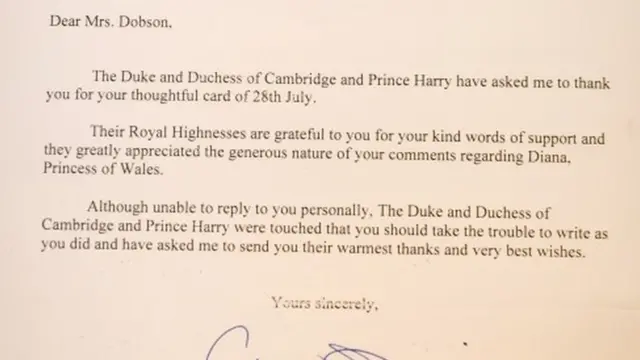 Letter from Duke & Duchess of Cambridge