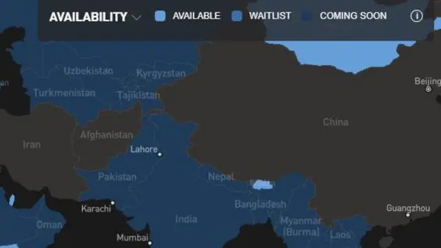 स्टारलिङ्कको नक्सा 