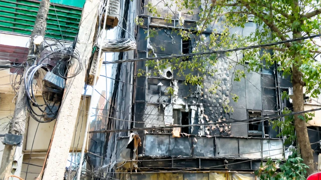 A burnt building