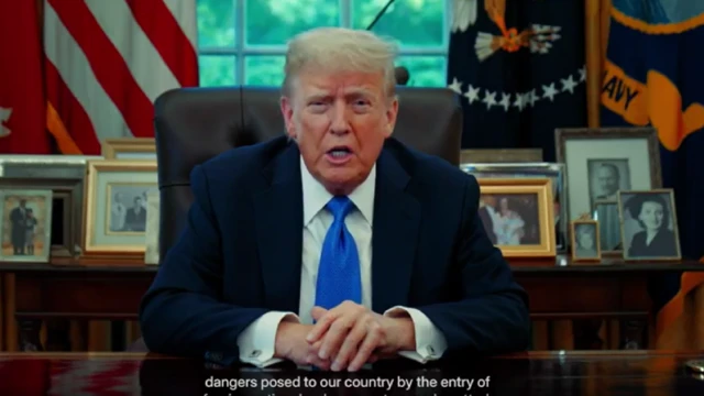 Видеообращение Трампа, стоп-кадр