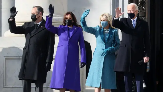 Kamala Harris, Joe Biden y sus parejas.