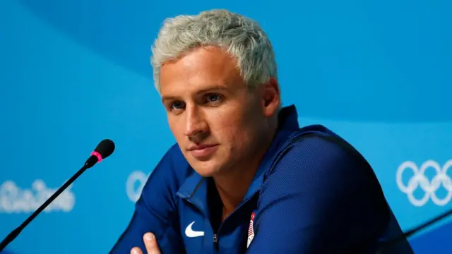 Ryan Lochte durante una ruedacomo apostar na quina de são joão onlineprensa en las Olimpiadascomo apostar na quina de são joão onlineRío 2016