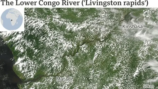 The flood in December 2019 saw 70,000 cubic metres of water per second pass Kinshasa. This deluge was responsible for pushing sediment to the head of the offshore canyon