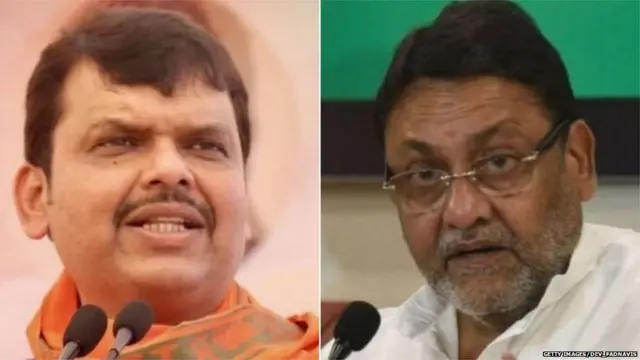 देवेंद्र फडणवीस और नवाब मलिक