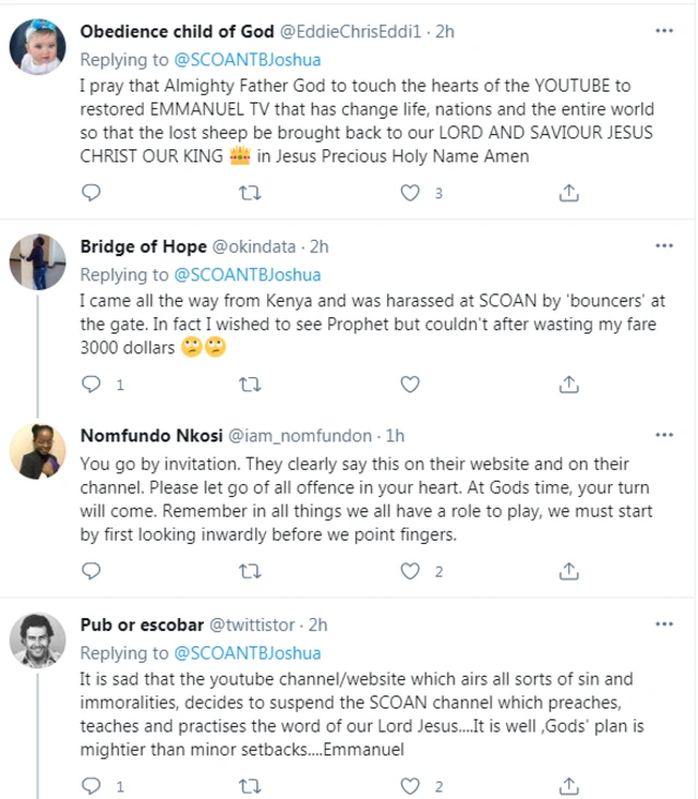 Reactions to Youtube suspending Emmanuel TV