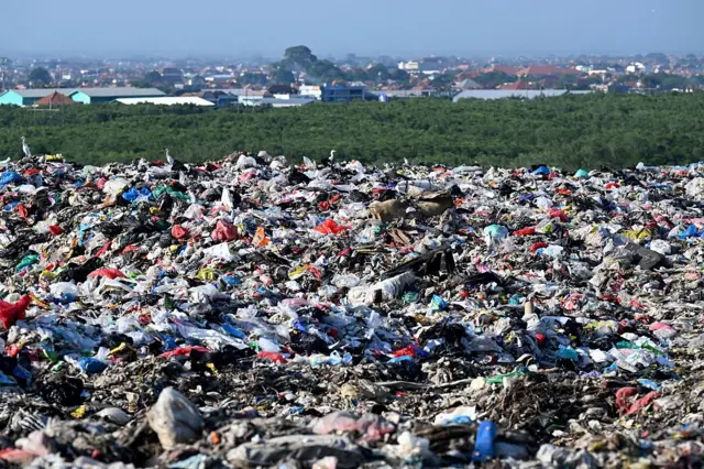 Tempat pembuangan sampah Suwung di Denpasar, Bali, 24 April 2026. 