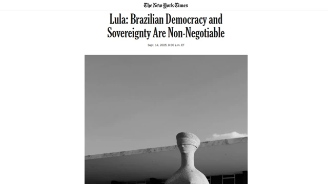 Artigo de Lula tem o título "A democracia e a soberania do Brasil não são negociáveis"