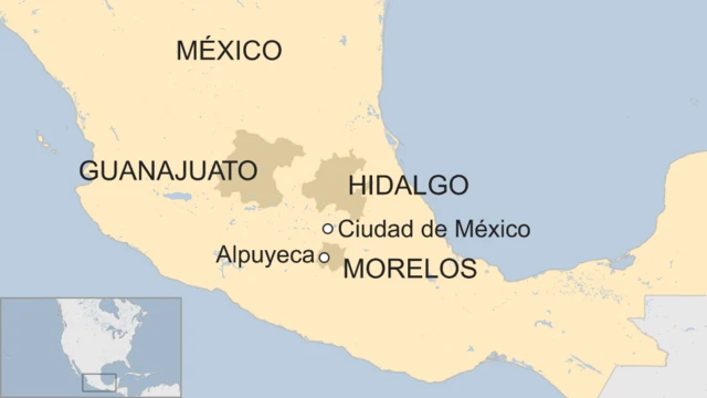 Mapa Alpuyeca, México.