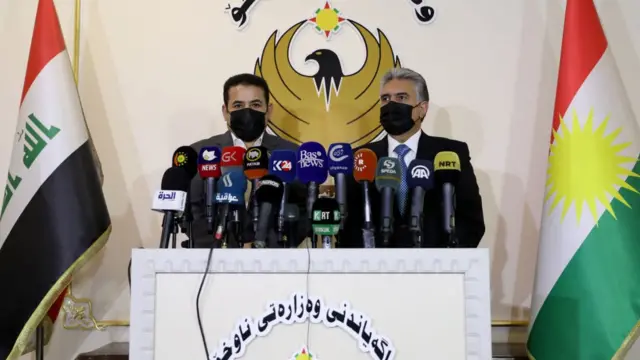 Irak Kürdistan Bölgesel Yönetimi İçişleri Bakanı Rebar Ahmet Halik ve Irak Ulusal Güvenlik Danışmanı Kasım al Araji 17 Kasım'da Sincar'daki duruma dair basın toplantısı düzenledi