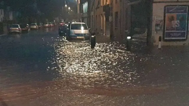 Flooding on Tuesday morning at Briton Ferry in Neath