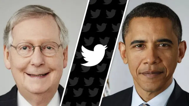 Mitch McConnell solda ve Barack Obama