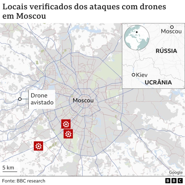 Mapa mostra locais dos ataquesjj sporting betdronesjj sporting betMoscou