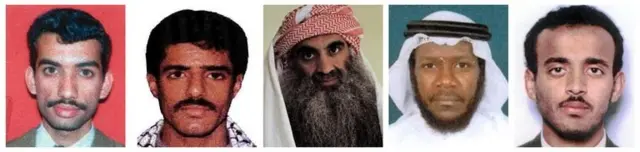 Ali Abd al Aziz Ali, Waleed bin Attash, Khalid Sheikh Mohammed, Mustafa Ahmad al Hawsawi y Ramzi Binalshibh
