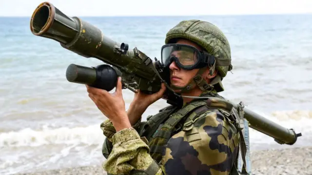 Soldado ruso en Abjasia.