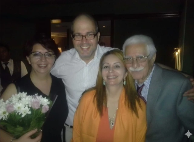 از سمت راست: ایرج پزشکزاد، بدرالزمان پزشکزاد، بهمن پزشکزاد و شهلا پزشکزاد 