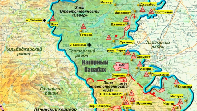 Rusiya Müdafiə Nazirliyinin rəsmi internet səhifəsində yerləşdirilmiş xəritə