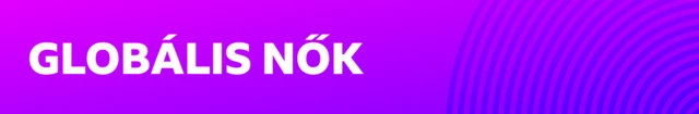 Grafika, amelyen a Globális Nők felirat fehér színnel szerepel lila háttéren, a jobb oldalon pedig kékes-lila ívek láthatók koncentrikusan elrendezett körökből.