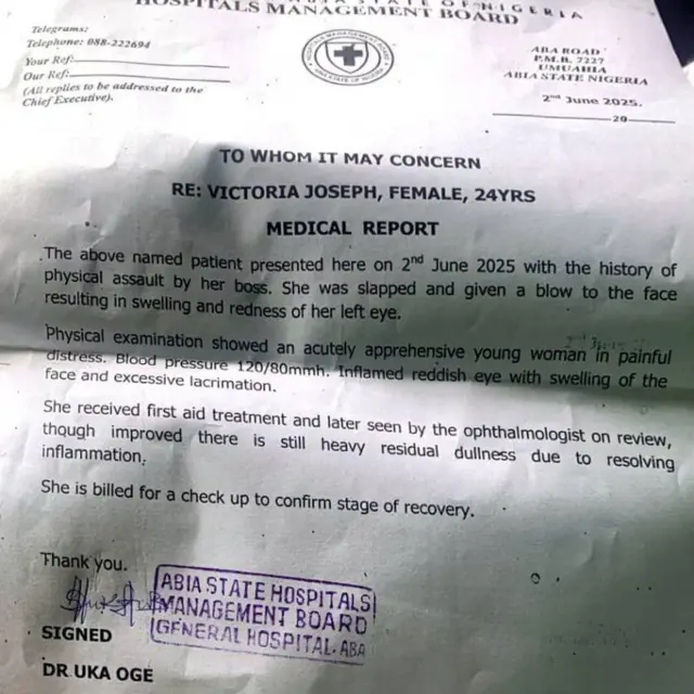 Otu n'ime ndị ntaakụkọ ahụ bụ Victoria Joseph gosikwara ndị uweojii ihe akaebe na-egosi nnyocha o mere n'ụlọọgwụ, bụ nke na-akọwa na Maazị Ogbonna tiri ya ihe n'anya.