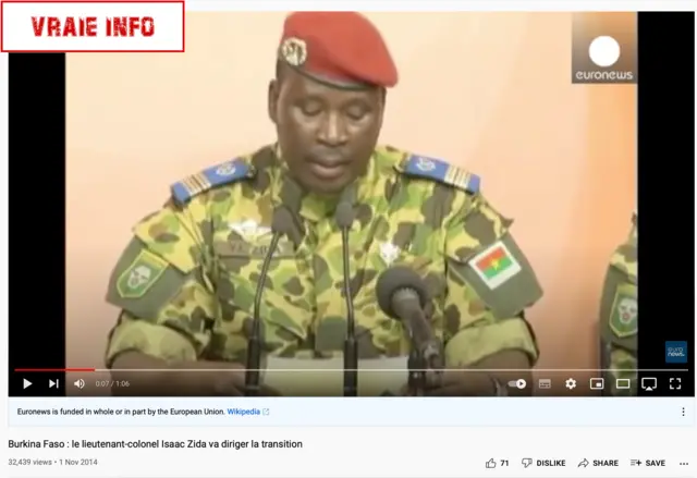 Le lieutenant-colonel Zida en 2014