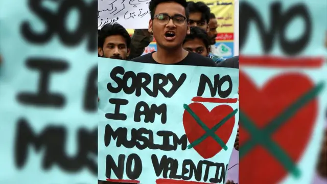 巴基斯坦城市卡拉奇反情人节示威