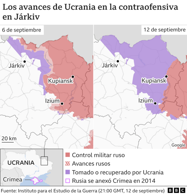 Avances ucranianos en la región de Járkiv.