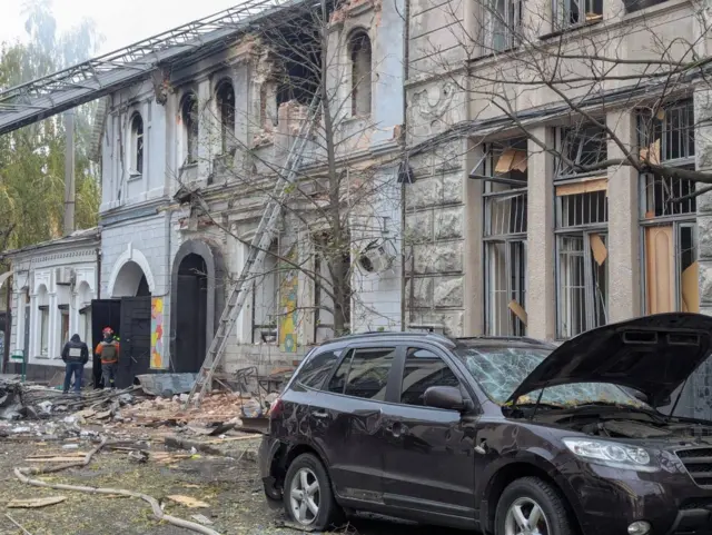 Последствия удара дронов по Харькову