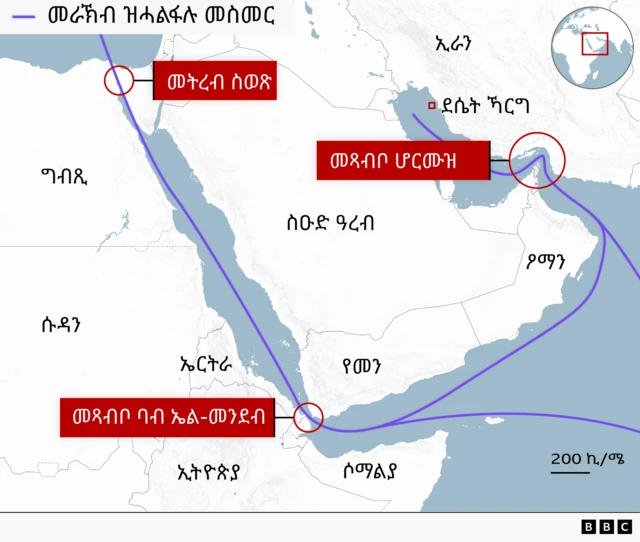 ካርታ መትረብ ስወጽን መጻብቦ ባብ ኤል-መንደብን