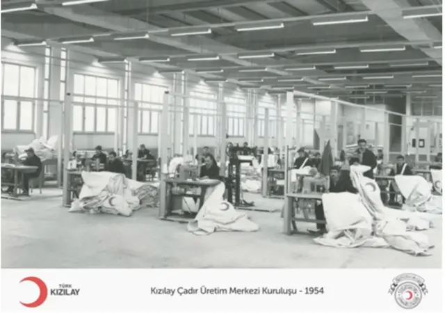 Kızılay'ın 1954'teki çadır üretimi