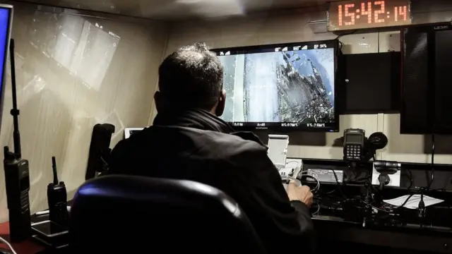 Sala de control remoto de drones de guerra.